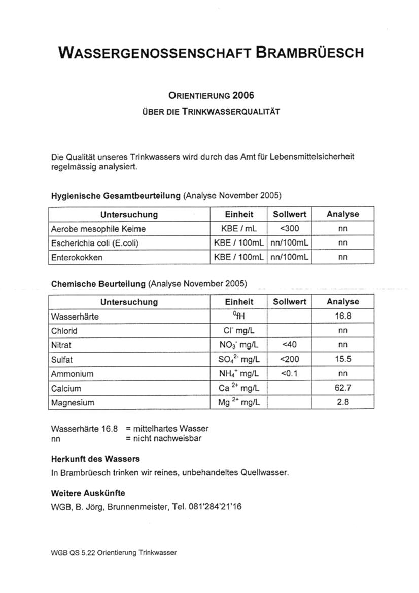 Infos der WGB &uuml;ber die Wasserqualit&auml;t von Brambr&uuml;esch